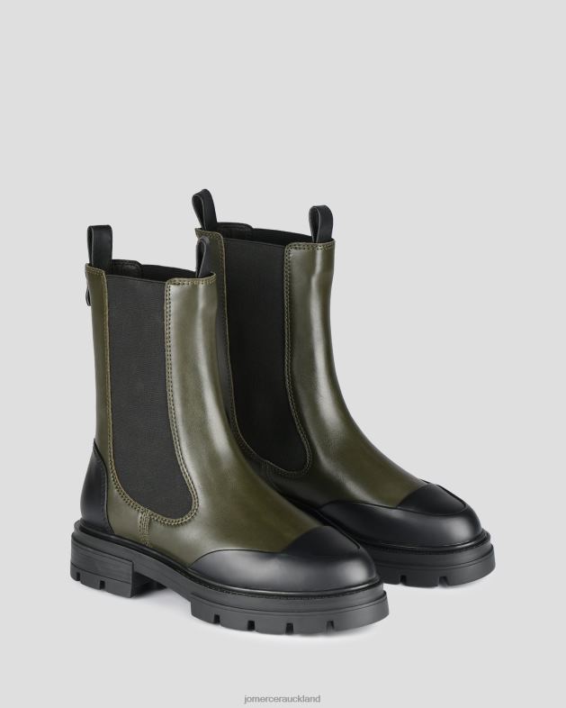 Jo Mercer Black Khaki Leather Bleeker flat ankle boots Footwear 46242350