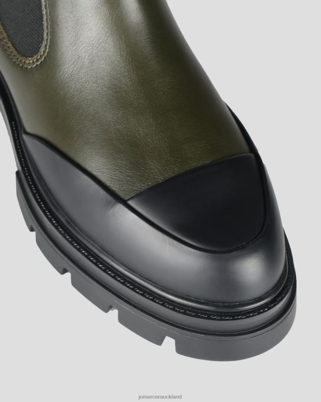 Jo Mercer Black Khaki Leather Bleeker flat ankle boots Footwear 46242350