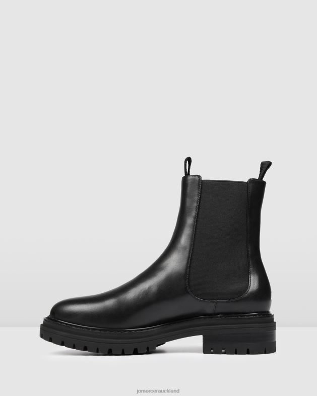 Jo Mercer Black Leather Bloom flat ankle boots Footwear 46242332