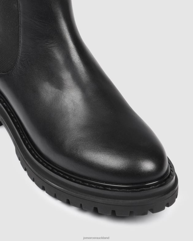 Jo Mercer Black Leather Bloom flat ankle boots Footwear 46242332