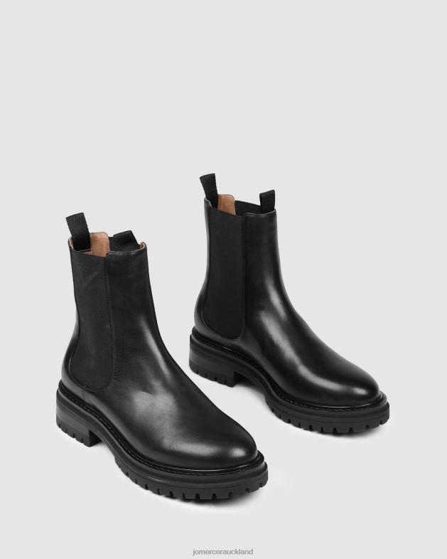 Jo Mercer Black Leather Bloom flat ankle boots Footwear 46242332
