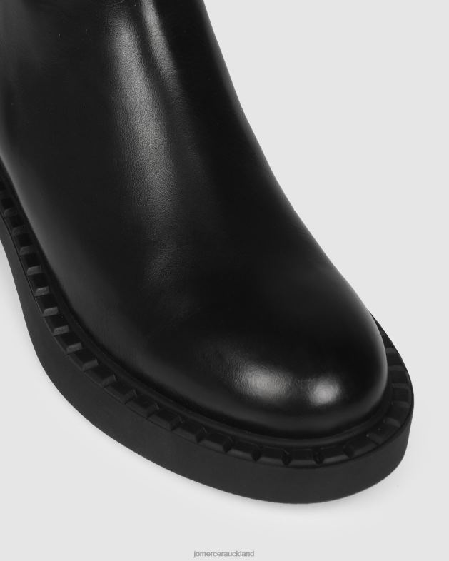 Jo Mercer Black Leather Hux flat ankle boots Footwear 46242301