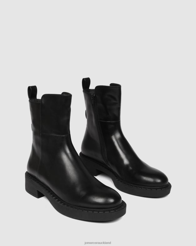 Jo Mercer Black Leather Hux flat ankle boots Footwear 46242301