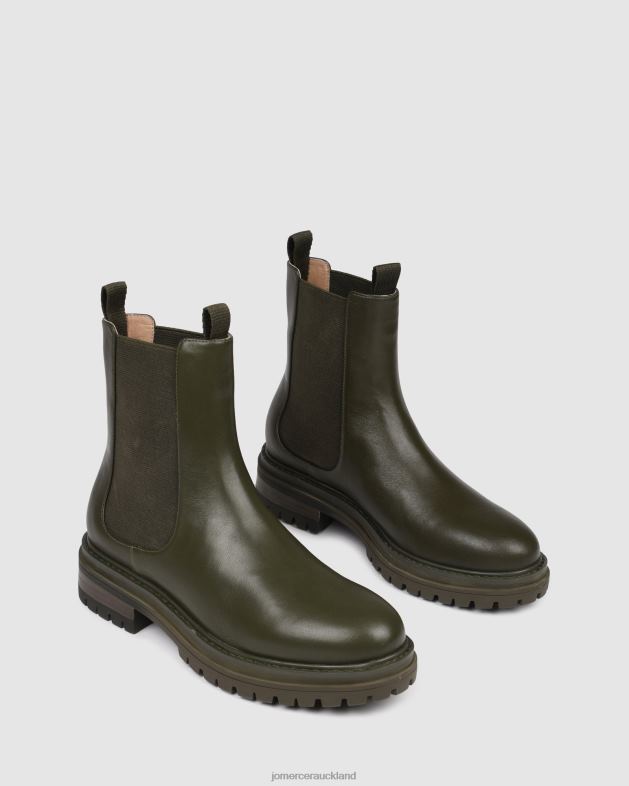 Jo Mercer Olive Green Leather Bloom flat ankle boots Footwear 46242338