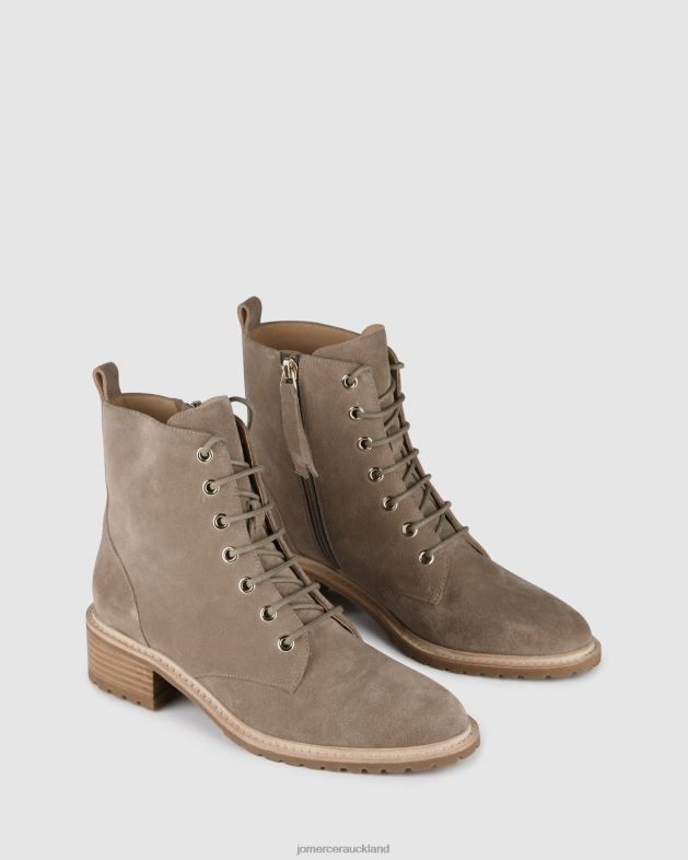 Jo Mercer Taupe Suede Frances flat ankle boot Footwear 46242337