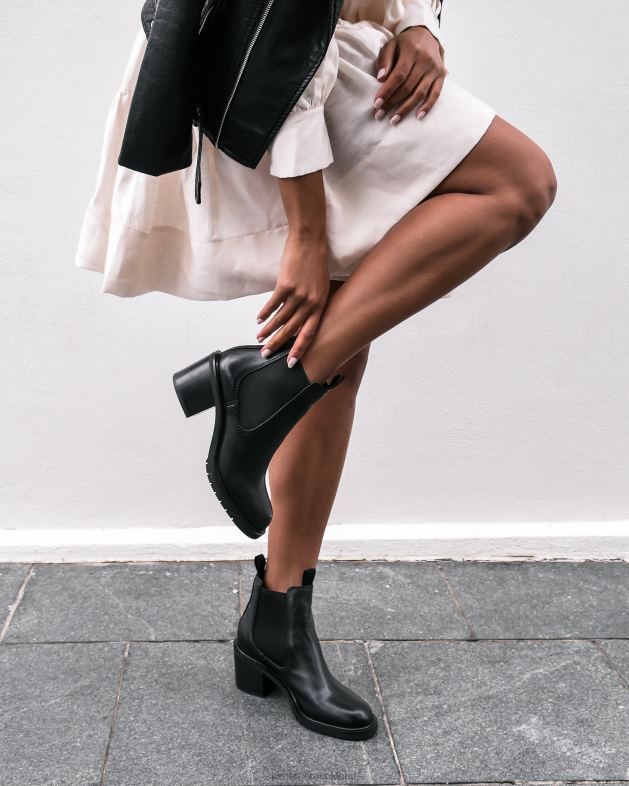 Jo Mercer Black Leather Ayla mid ankle boots Footwear 46242324