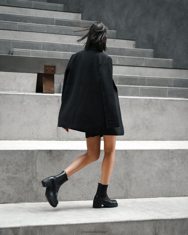 Jo Mercer Black Leather Bailey mid ankle boots Footwear 46242300