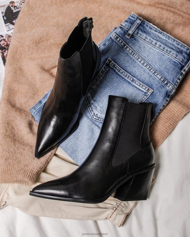 Jo Mercer Black Leather Feist mid ankle boots Footwear 46242334
