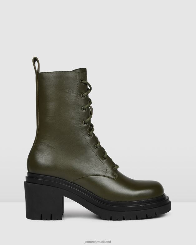 Jo Mercer Olive Green Leather Bakura mid ankle boots Footwear 46242365