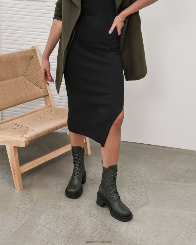 Jo Mercer Olive Green Leather Bakura mid ankle boots Footwear 46242365