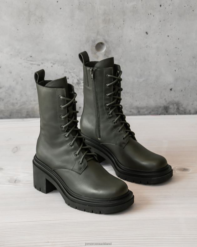 Jo Mercer Olive Green Leather Bakura mid ankle boots Footwear 46242365