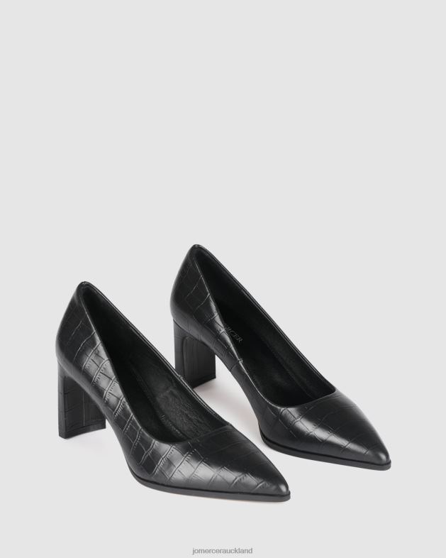 Jo Mercer Black Croc Georgia mid heels Footwear 4624238