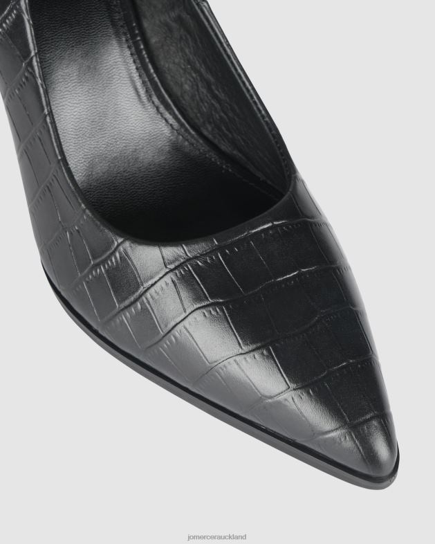 Jo Mercer Black Croc Georgia mid heels Footwear 4624238