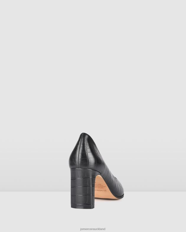 Jo Mercer Black Croc Georgia mid heels Footwear 4624238