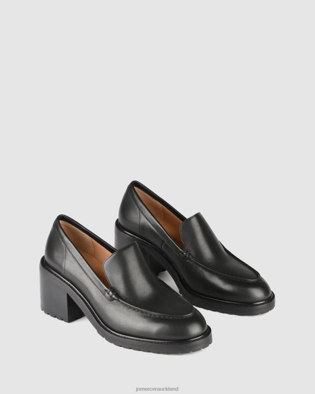 Jo Mercer Black Leather Natalia mid heel loafers Footwear 4624217