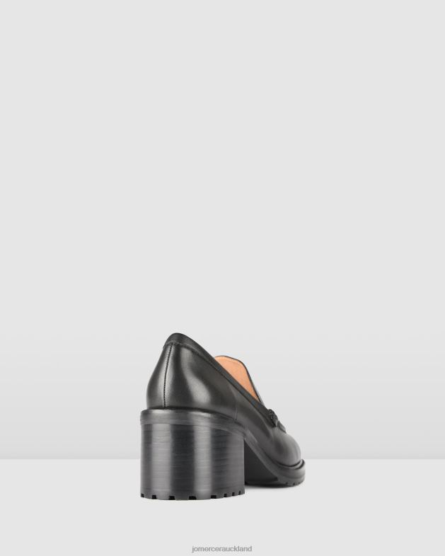 Jo Mercer Black Leather Natalia mid heel loafers Footwear 4624217