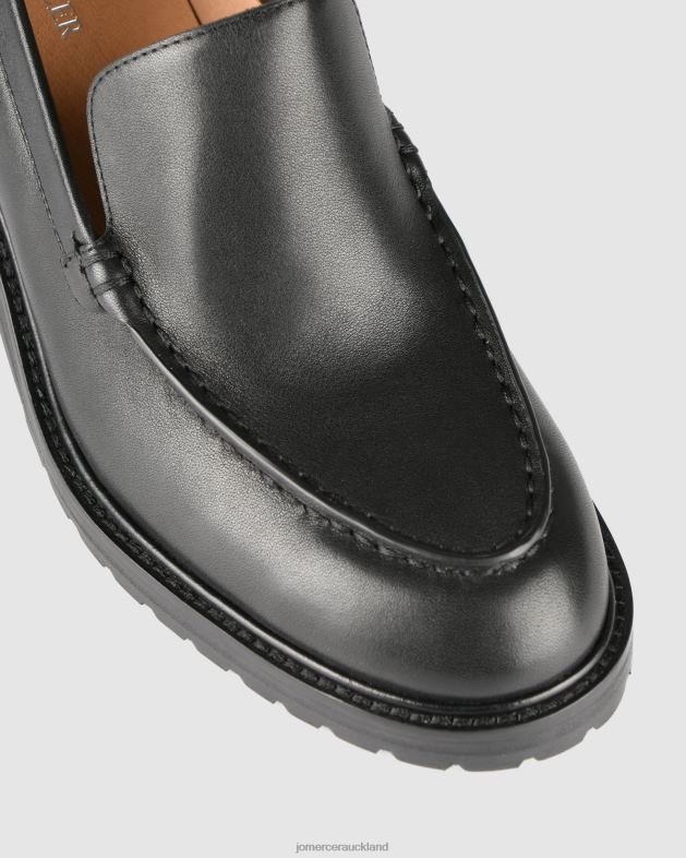 Jo Mercer Black Leather Natalia mid heel loafers Footwear 4624217