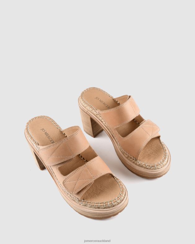 Jo Mercer Natural Leather Kruze mid block heel espadrilles Footwear 4624248