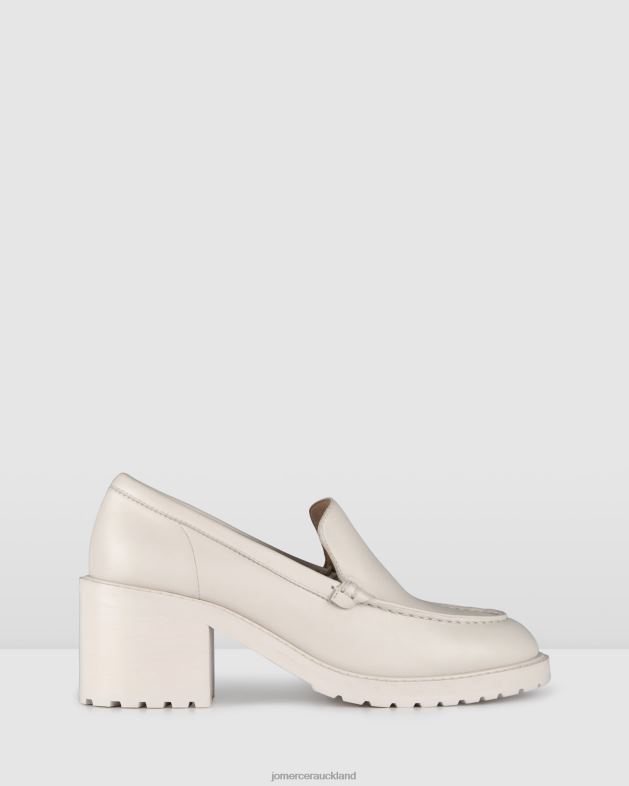 Jo Mercer Off White Leather Natalia mid heel loafers Footwear 4624218