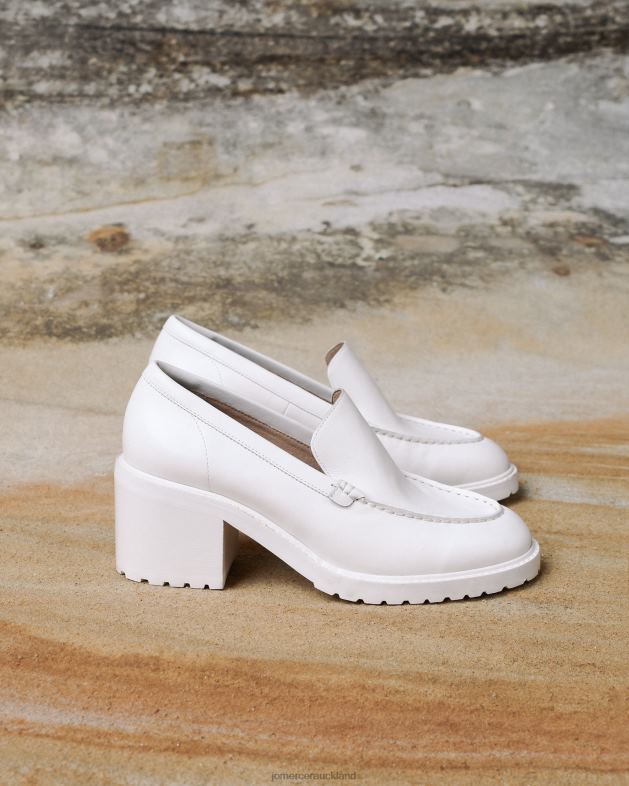 Jo Mercer Off White Leather Natalia mid heel loafers Footwear 4624218