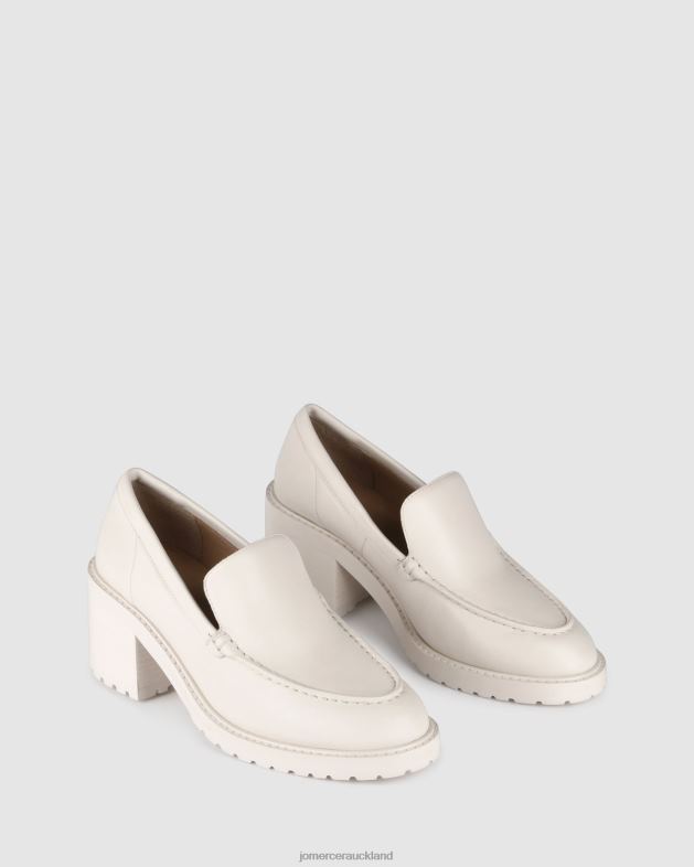 Jo Mercer Off White Leather Natalia mid heel loafers Footwear 4624218