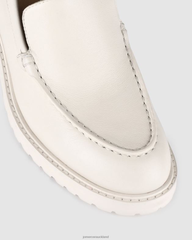 Jo Mercer Off White Leather Natalia mid heel loafers Footwear 4624218