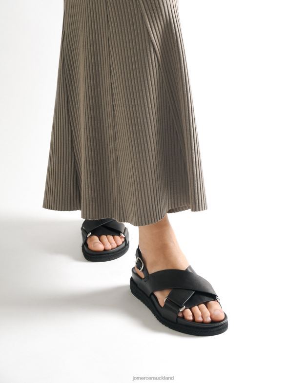 Jo Mercer Black Leather Miles flat espadrille sandals Footwear 46242271