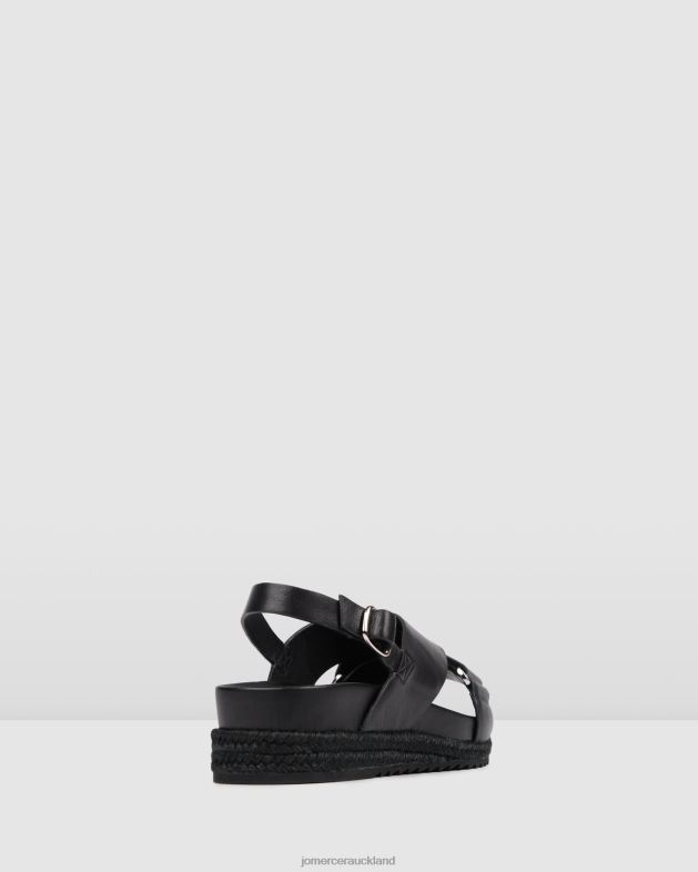 Jo Mercer Black Leather Miles flat espadrille sandals Footwear 46242271