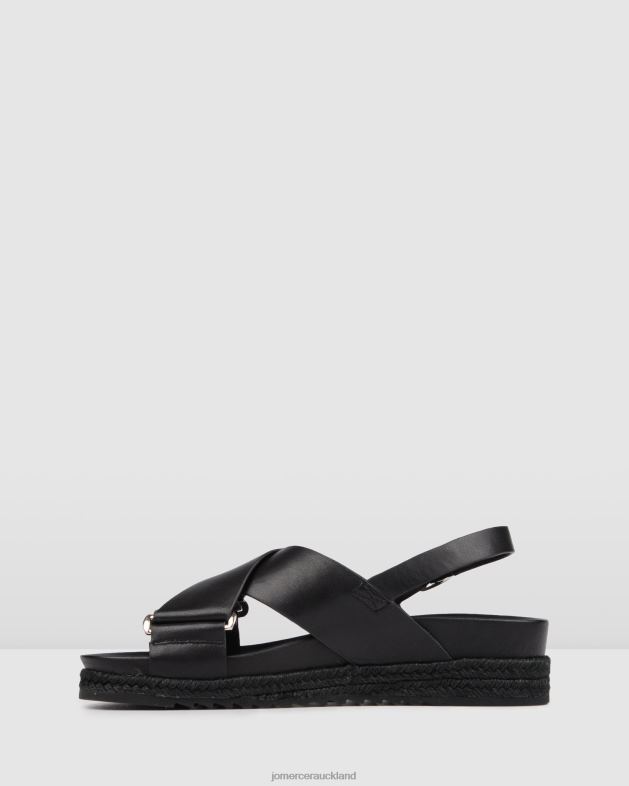 Jo Mercer Black Leather Miles flat espadrille sandals Footwear 46242271