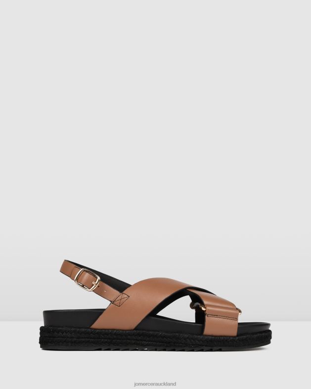 Jo Mercer Dark Tan Leather Miles flat espadrille sandals Footwear 46242272