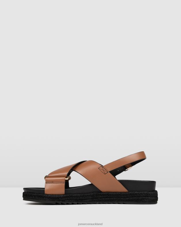 Jo Mercer Dark Tan Leather Miles flat espadrille sandals Footwear 46242272