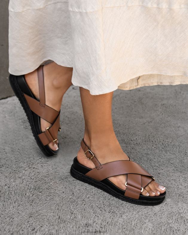 Jo Mercer Dark Tan Leather Miles flat espadrille sandals Footwear 46242272