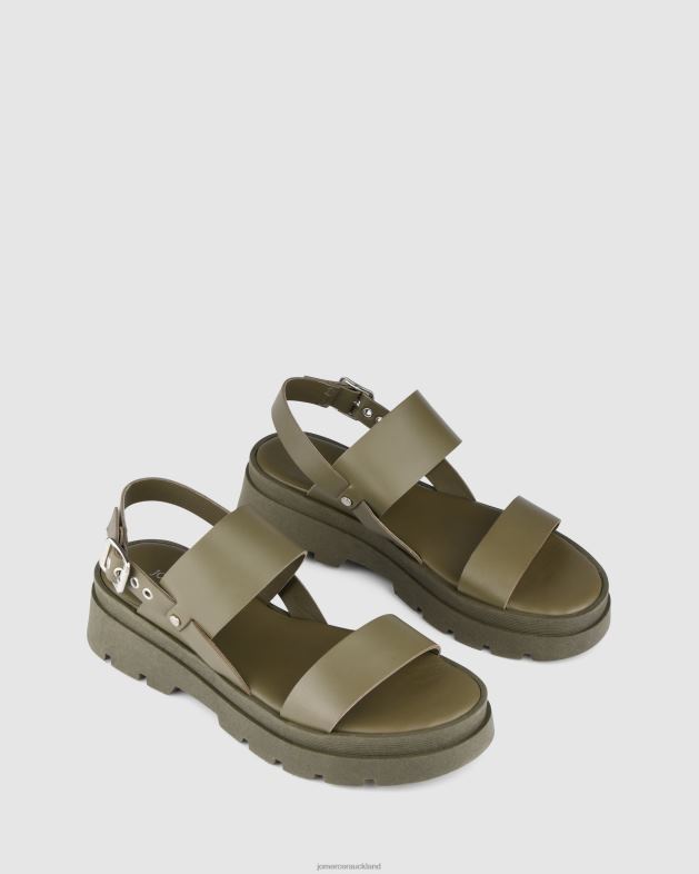 Jo Mercer Olive Green Leather Grace flat sandals Footwear 46242277