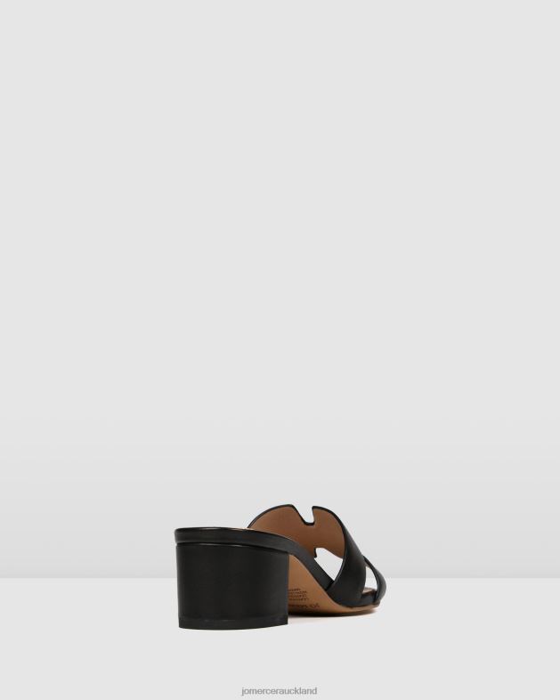 Jo Mercer Black Leather Jayda mid heel sandals Footwear 4624237