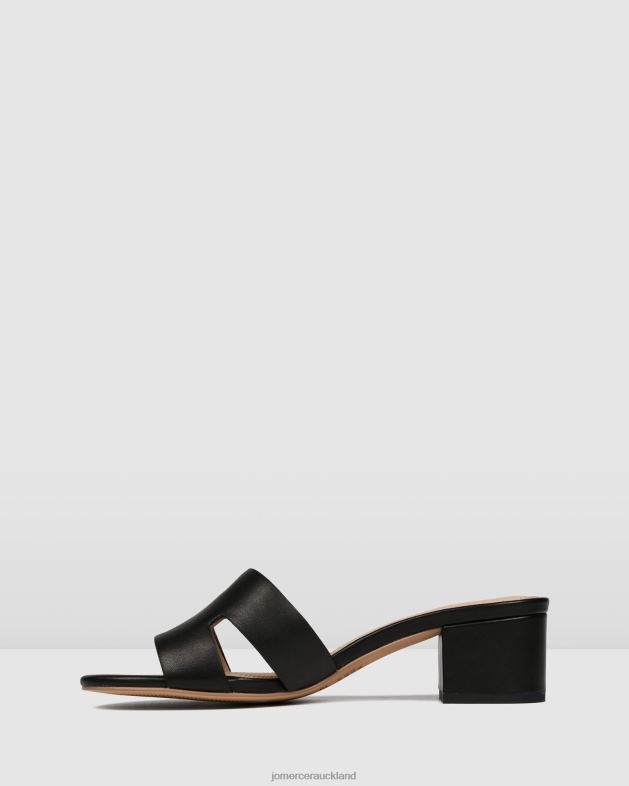 Jo Mercer Black Leather Jayda mid heel sandals Footwear 4624237
