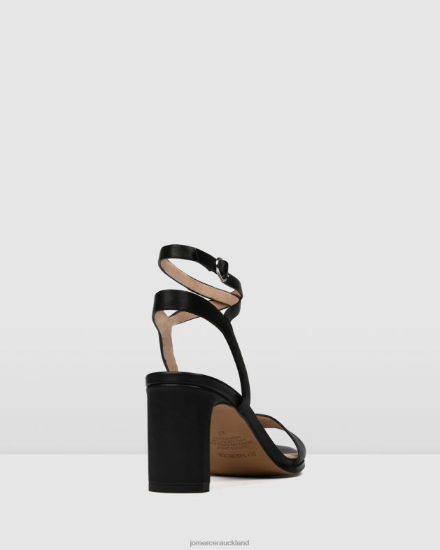 Jo Mercer Black Leather Natsu mid heel sandals Footwear 4624240