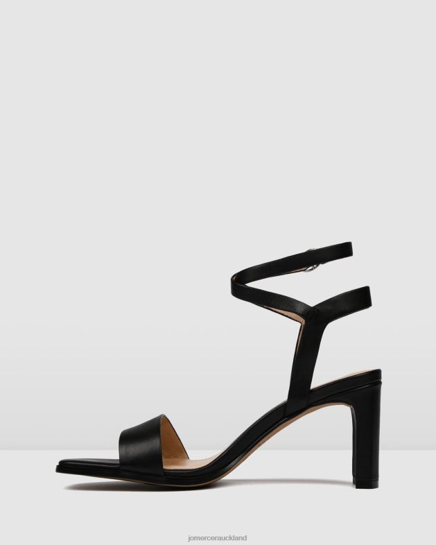 Jo Mercer Black Leather Natsu mid heel sandals Footwear 4624240