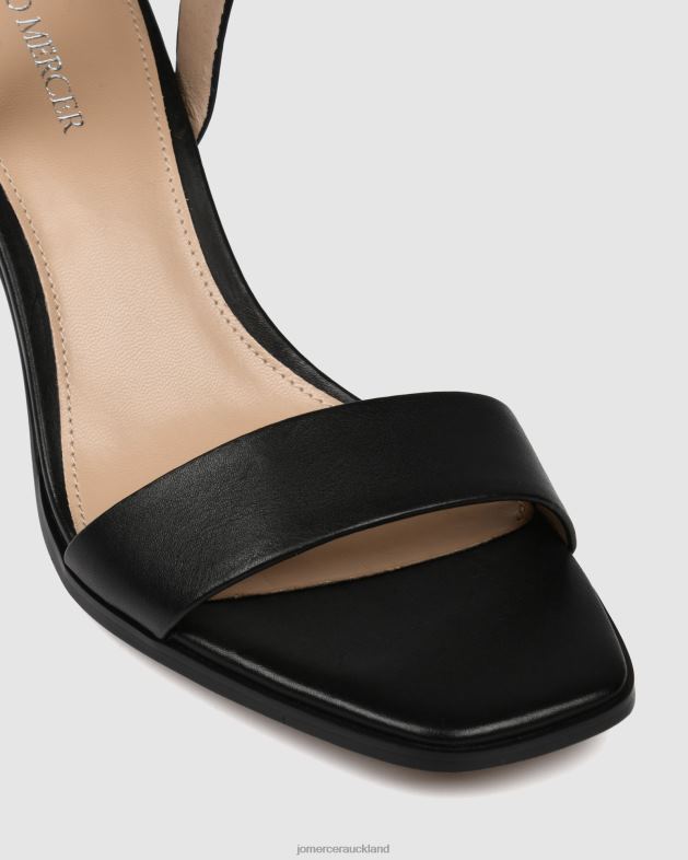 Jo Mercer Black Leather Natsu mid heel sandals Footwear 4624240