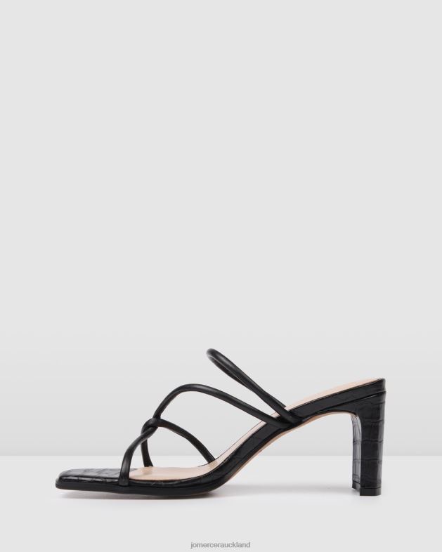 Jo Mercer Black Leather Novi mid heel sandals Footwear 4624233