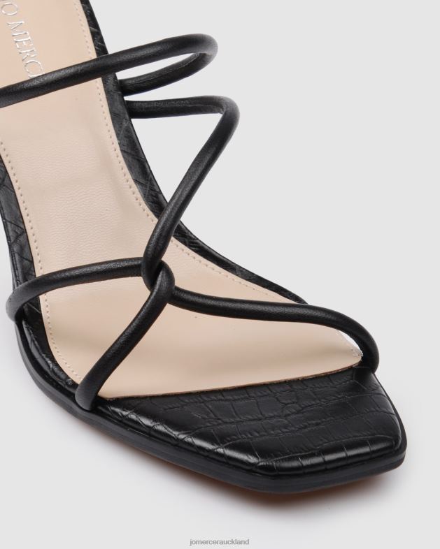 Jo Mercer Black Leather Novi mid heel sandals Footwear 4624233