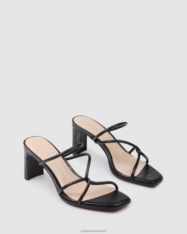 Jo Mercer Black Leather Novi mid heel sandals Footwear 4624233