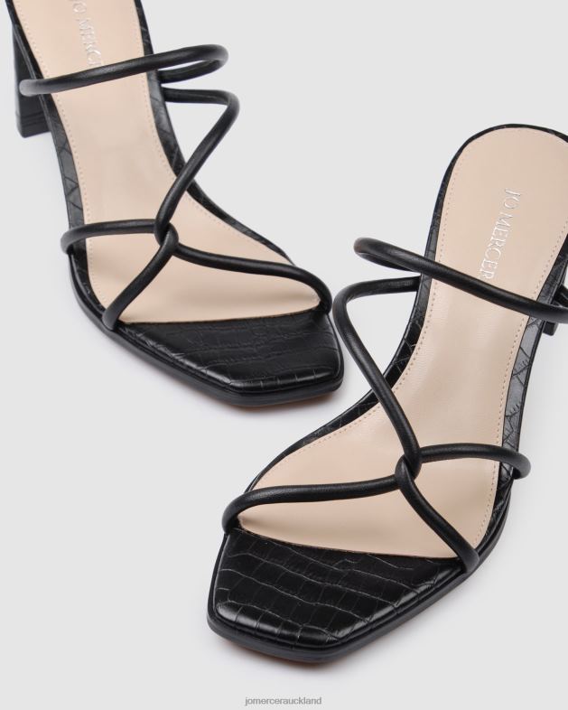 Jo Mercer Black Leather Novi mid heel sandals Footwear 4624233