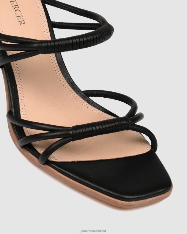 Jo Mercer Black Leather Nyla mid heel sandals Footwear 4624257