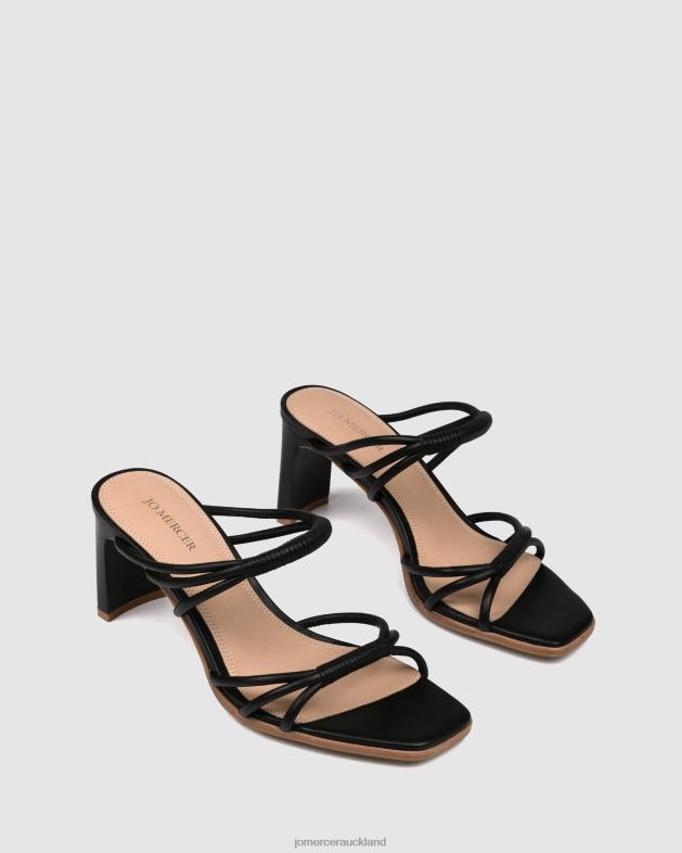 Jo Mercer Black Leather Nyla mid heel sandals Footwear 4624257