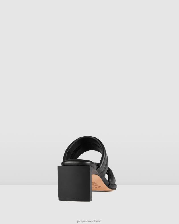 Jo Mercer Black Leather Quincy mid heel sandals Footwear 4624259