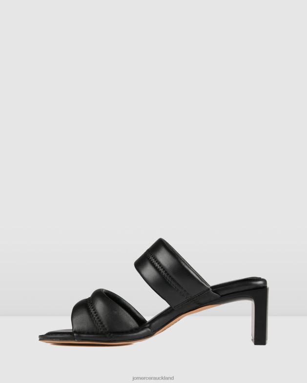 Jo Mercer Black Leather Quincy mid heel sandals Footwear 4624259