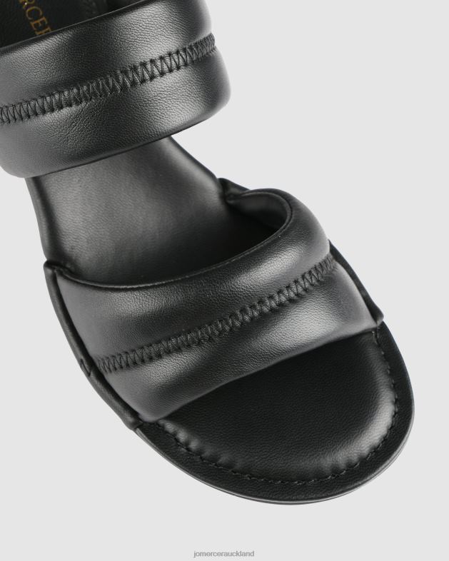 Jo Mercer Black Leather Quincy mid heel sandals Footwear 4624259