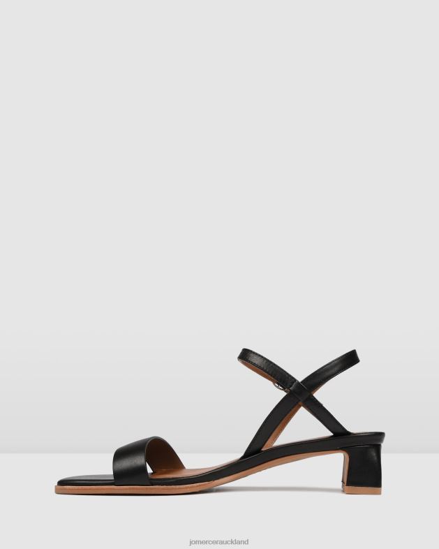 Jo Mercer Black Leather Reina mid heel sandals Footwear 4624244