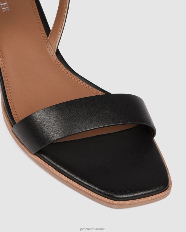Jo Mercer Black Leather Reina mid heel sandals Footwear 4624244