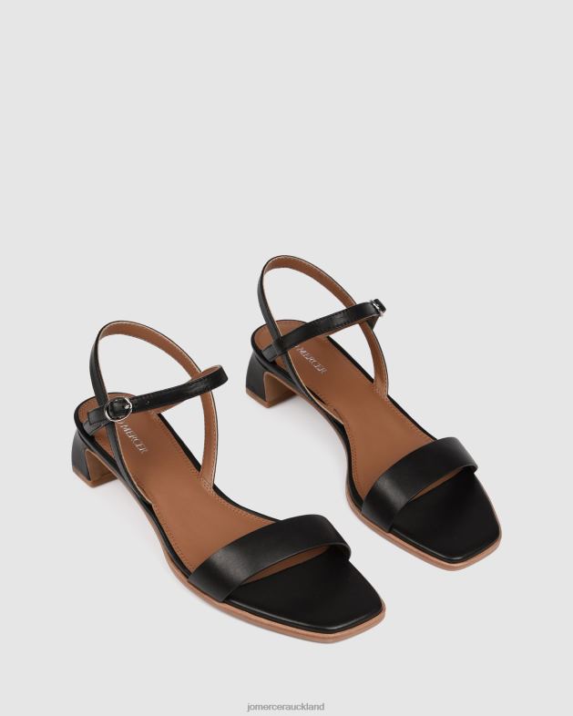 Jo Mercer Black Leather Reina mid heel sandals Footwear 4624244